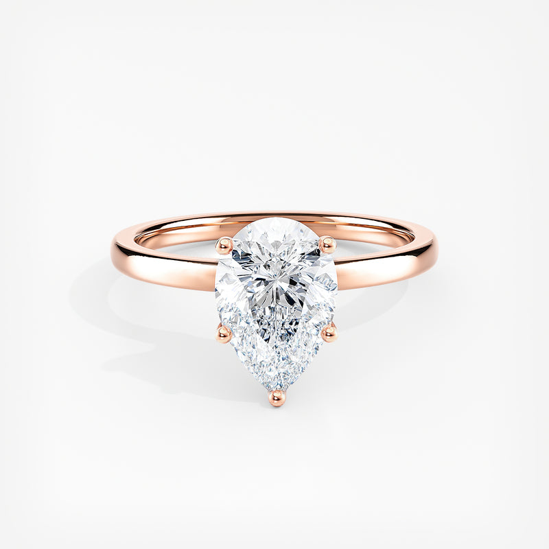 Classic Ribbon Halo Pear Diamond Engagement Ring