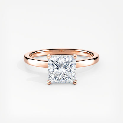 Solitaire Princess Cut Lab Grown Diamond Ring - Sterling Silver