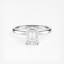 Load image into Gallery viewer, Classic Ribbon Halo Emerald Diamond Engagement Ring
