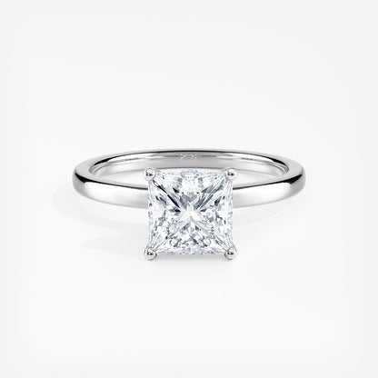 Solitaire Princess Cut Lab Grown Diamond Ring - Sterling Silver