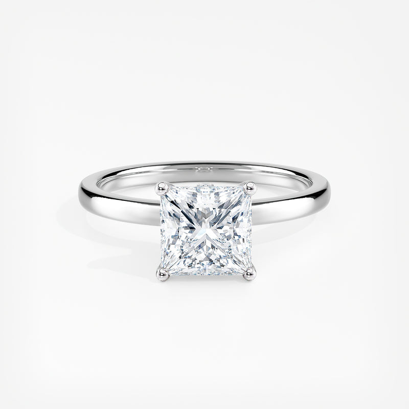 Classic Ribbon Halo Princess Diamond Engagement Ring