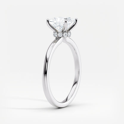 Solitaire Princess Cut Lab Grown Diamond Ring - Sterling Silver