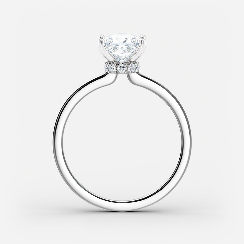 Classic Ribbon Halo Princess Diamond Engagement Ring
