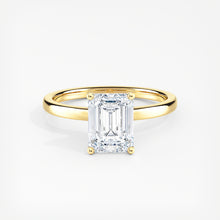 Load image into Gallery viewer, Classic Ribbon Halo Emerald Diamond Engagement Ring
