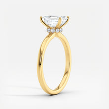 Load image into Gallery viewer, Classic Ribbon Halo Emerald Diamond Engagement Ring
