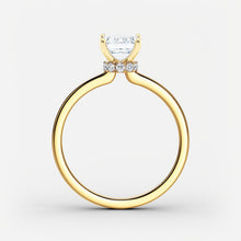 Load image into Gallery viewer, Classic Ribbon Halo Emerald Diamond Engagement Ring
