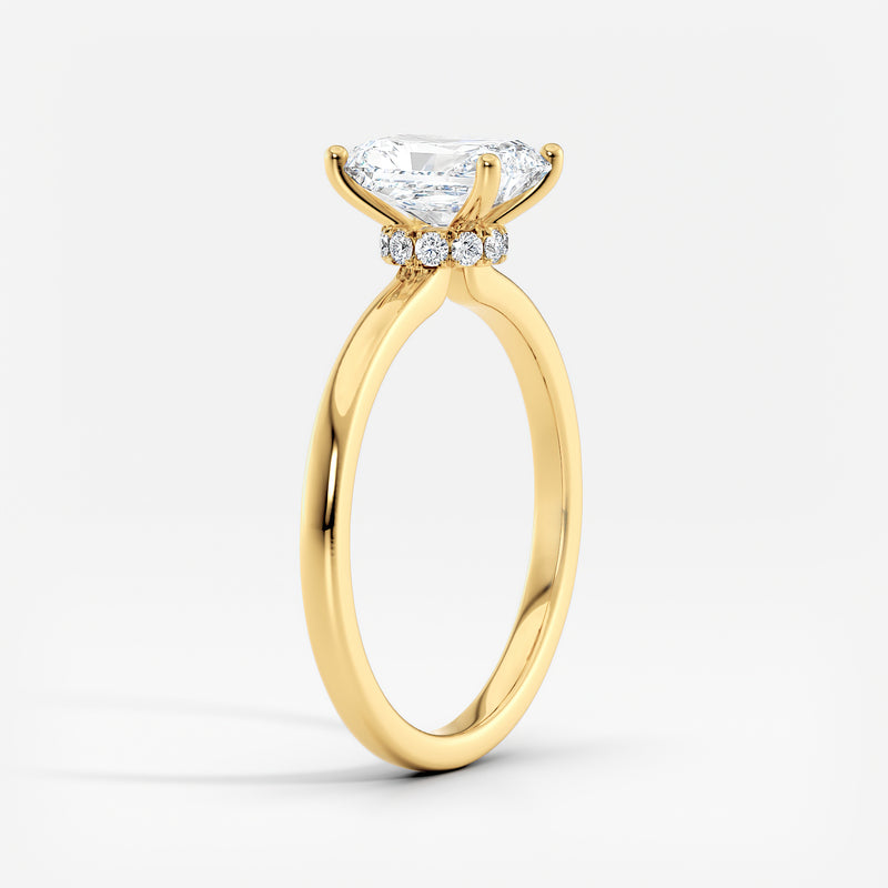 Classic Ribbon Halo Radiant Diamond Engagement Ring