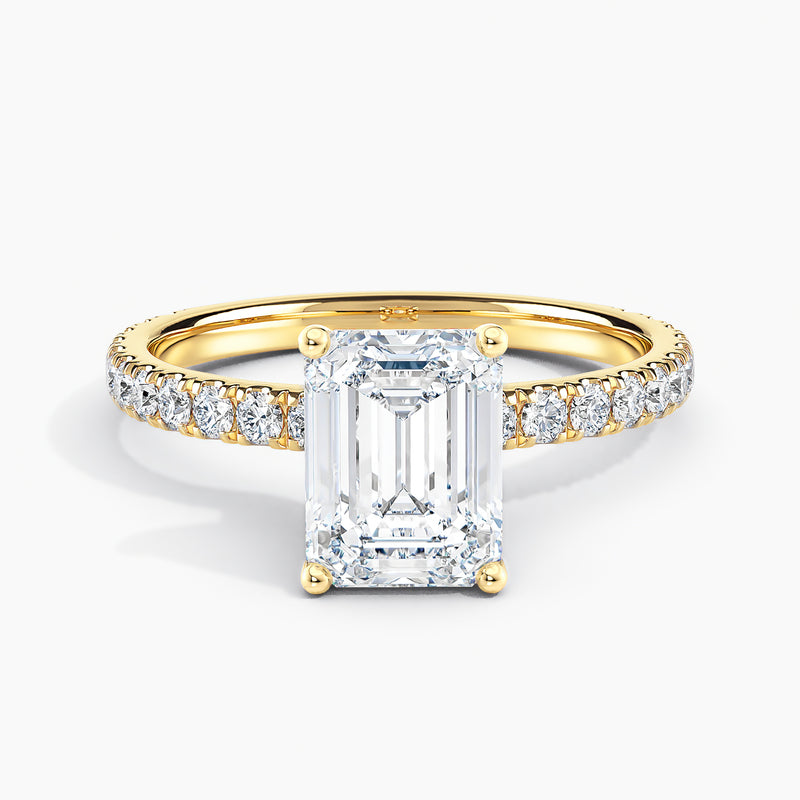 Ribbon Hidden Halo Emerald Diamond Engagement Ring