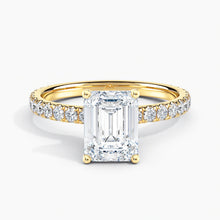 Load image into Gallery viewer, Ribbon Hidden Halo Emerald Diamond Engagement Ring
