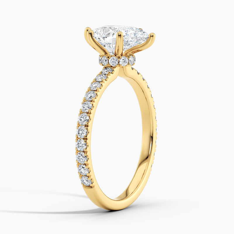 Ribbon Hidden Halo Marquise Diamond Engagement Ring