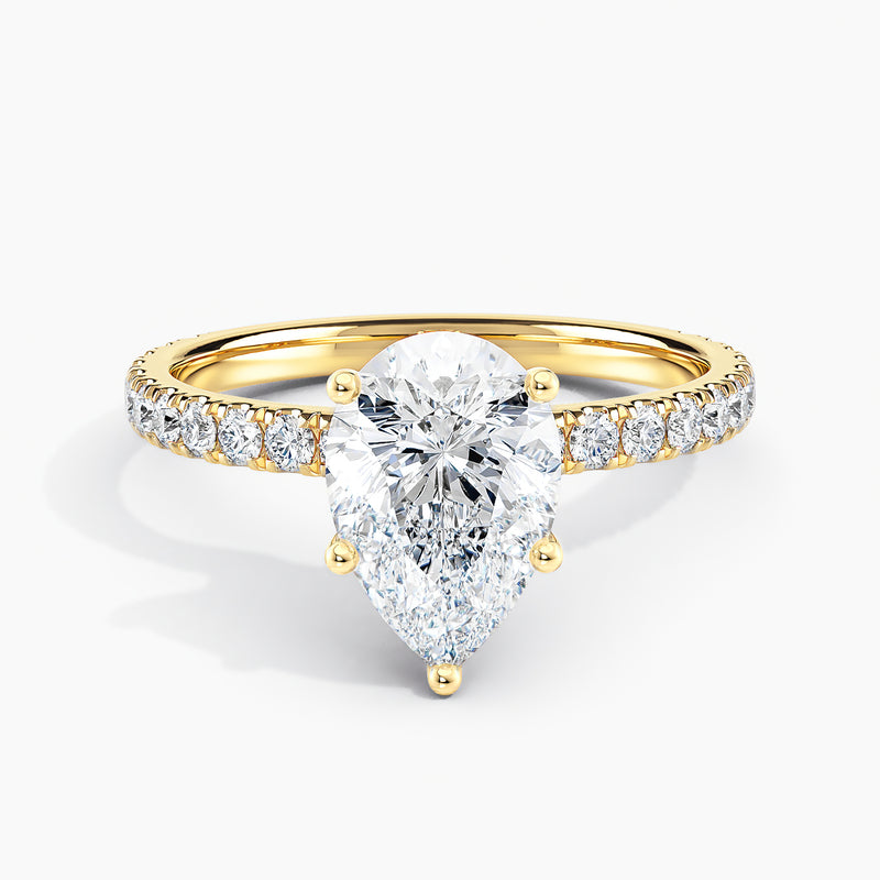 Ribbon Hidden Halo Pear Diamond Engagement Ring