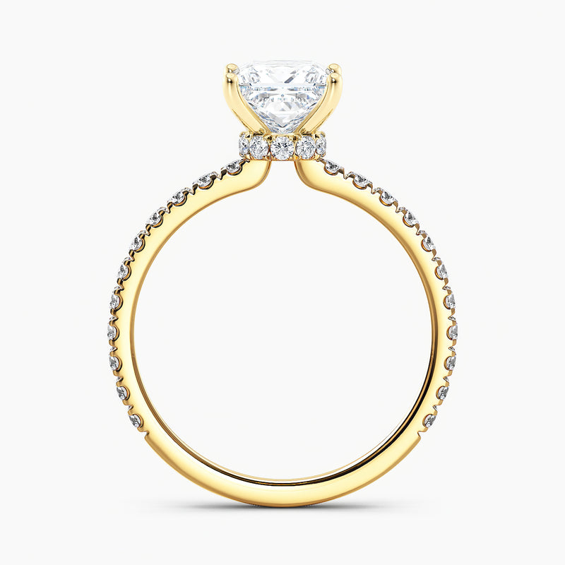 Ribbon Hidden Halo Princess Diamond Engagement Ring