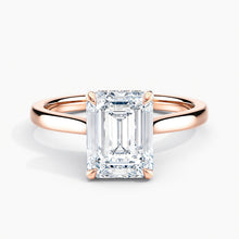 Load image into Gallery viewer, Tapered Classic Hidden Halo Emerald Diamond Engagement Ring

