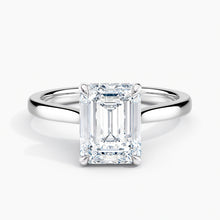 Load image into Gallery viewer, Tapered Classic Hidden Halo Emerald Diamond Engagement Ring
