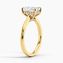 Load image into Gallery viewer, Tapered Classic Hidden Halo Emerald Diamond Engagement Ring
