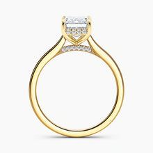 Load image into Gallery viewer, Tapered Classic Hidden Halo Emerald Diamond Engagement Ring
