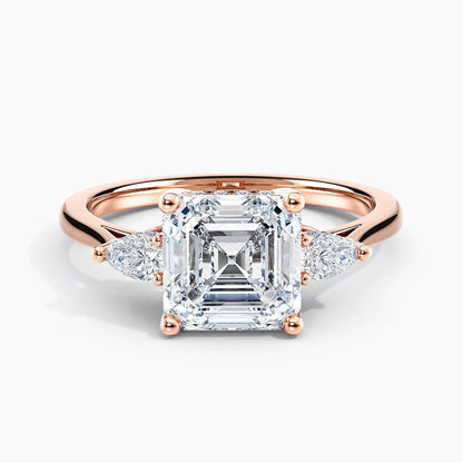 Asscher Cut 2.00 Ct Diamond Three Stone Ring - Sterling Silver