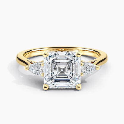Asscher Cut 2.00 Ct Diamond Three Stone Ring - Sterling Silver