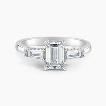 Load image into Gallery viewer, Petite Tapered Emerald Diamond Hidden Halo Engagement Ring

