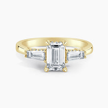 Load image into Gallery viewer, Petite Tapered Emerald Diamond Hidden Halo Engagement Ring
