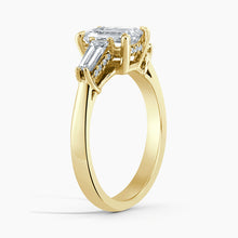 Load image into Gallery viewer, Petite Tapered Emerald Diamond Hidden Halo Engagement Ring
