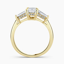 Load image into Gallery viewer, Petite Tapered Emerald Diamond Hidden Halo Engagement Ring
