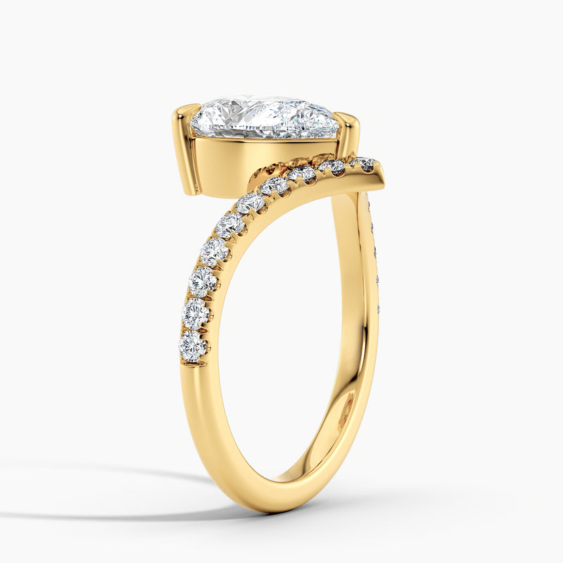 Chevron Diamond V Pear Diamond Engagement Ring