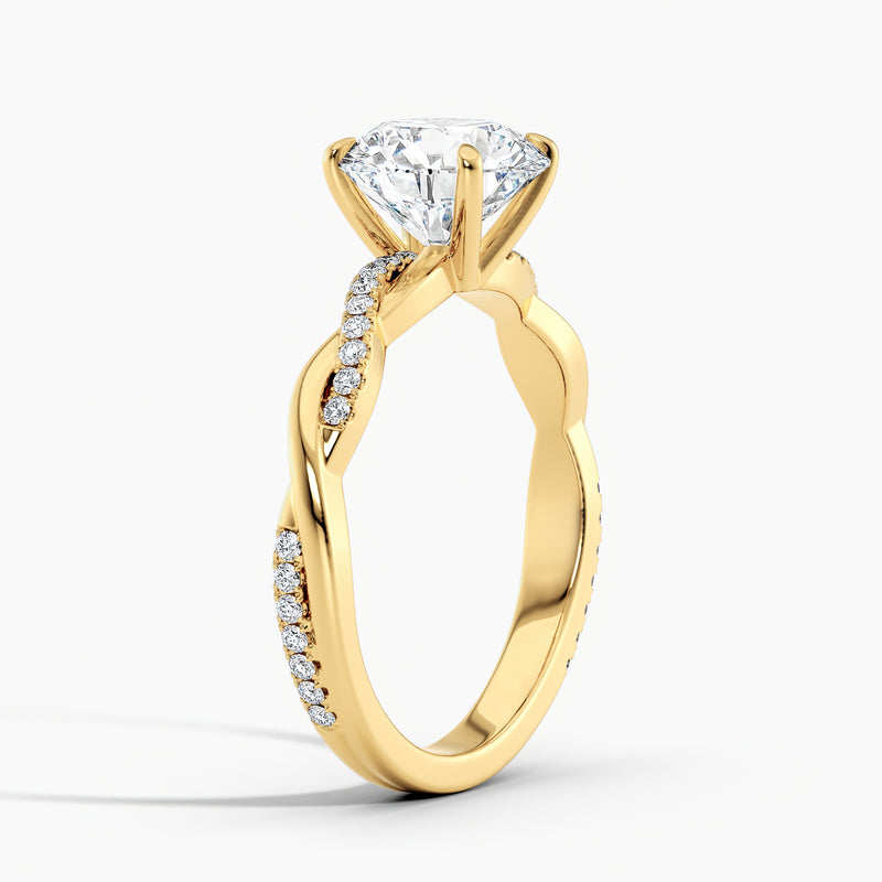 Classic Dainty Round Diamond Twist Engagement Ring