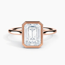 Load image into Gallery viewer, Classic Bezel Emerald Diamond Solitaire Engagement Ring
