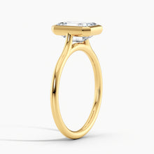 Load image into Gallery viewer, Classic Bezel Emerald Diamond Solitaire Engagement Ring
