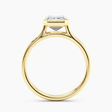 Load image into Gallery viewer, Classic Bezel Emerald Diamond Solitaire Engagement Ring
