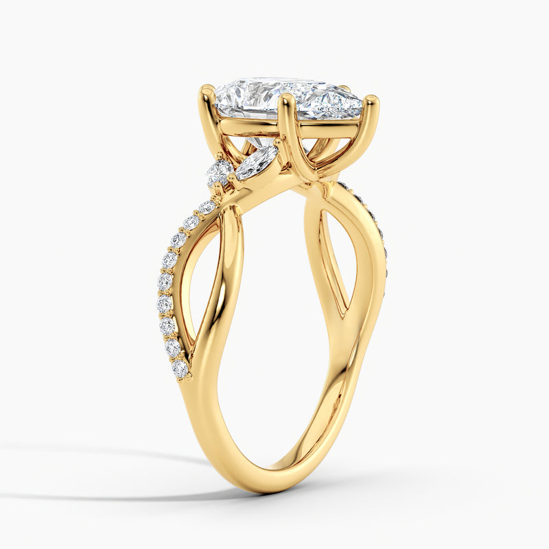 Twisted Vine Marquise Accents Pear Diamond Engagement Ring
