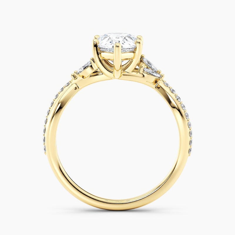 Twisted Vine Marquise Accents Pear Diamond Engagement Ring