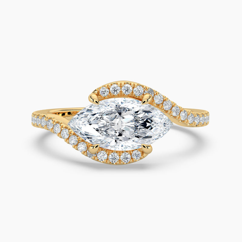 East-West Bypass Marquise Diamond Engagement Ring