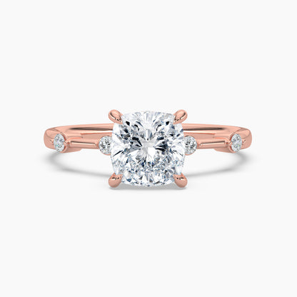 Cushion Cut 3.00 Ct Lab Grown Diamond Minimal Bubble Accent Ring - Sterling Silver
