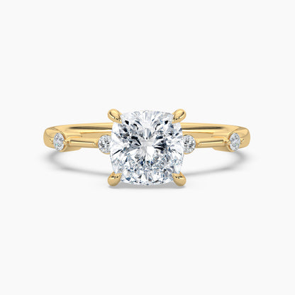 Cushion Cut 3.00 Ct Lab Grown Diamond Minimal Bubble Accent Ring - Sterling Silver