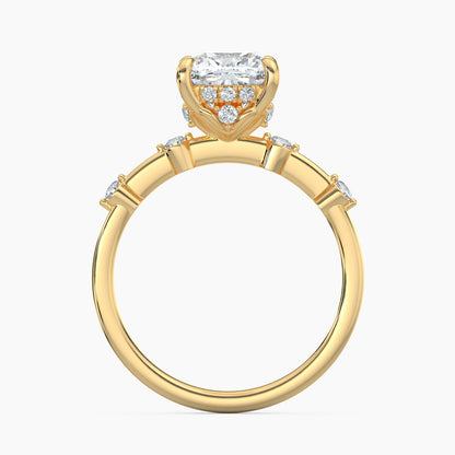 Cushion Cut 3.00 Ct Lab Grown Diamond Minimal Bubble Accent Ring - Sterling Silver