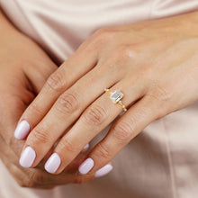 Load image into Gallery viewer, Diamond Station Emerald Cut Hidden Halo Engagement Ring
