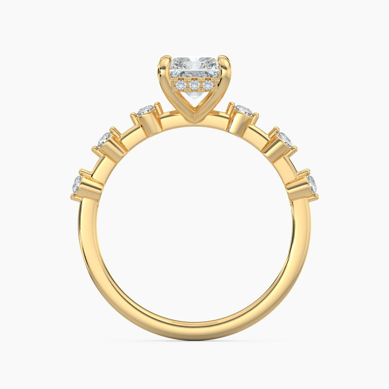 Radiant Diamond Station Hidden Halo Engagement Ring