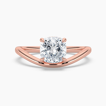 Cushion Cut 2.40 Ct Lab Grown Diamond V Shape Modern Solitaire Ring - Sterling Silver