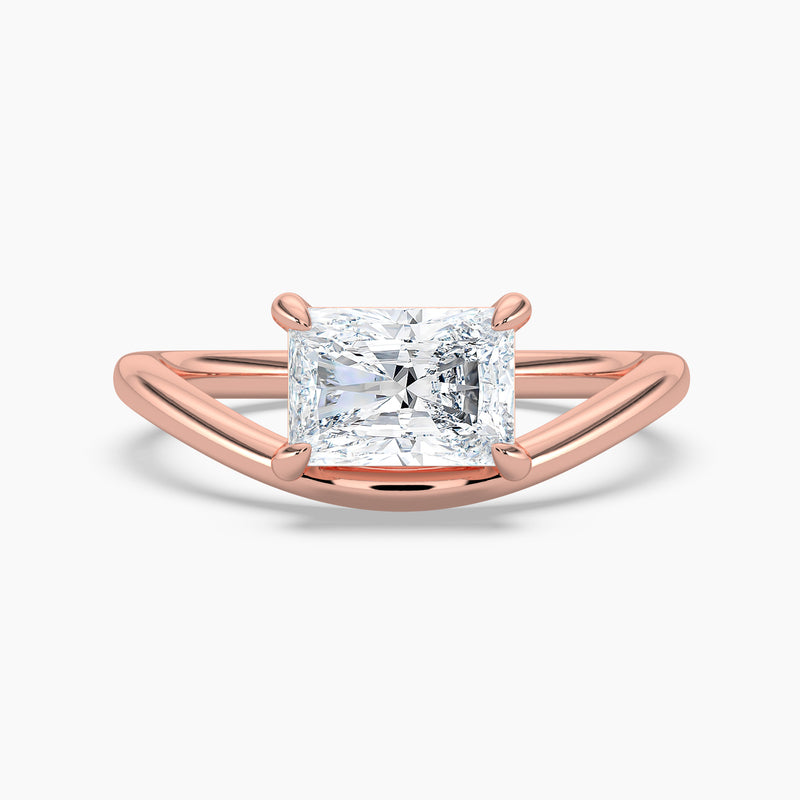 Radiant Diamond Curved Solitaire Engagement Ring