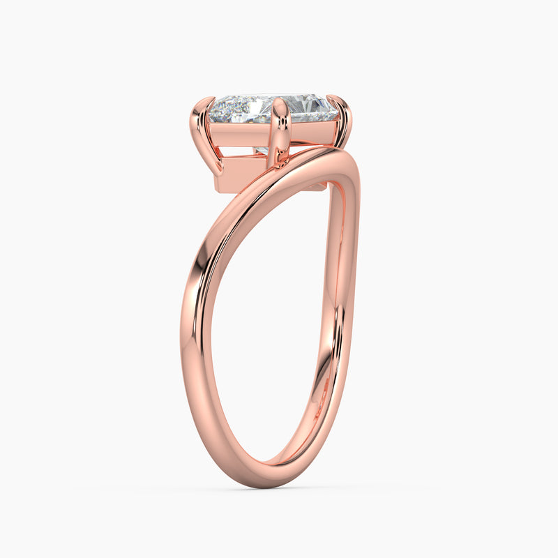 Radiant Diamond Curved Solitaire Engagement Ring