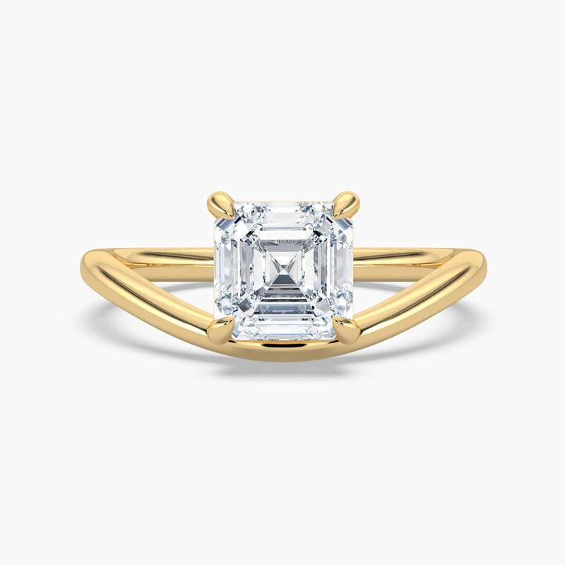 Asscher Diamond Curved Solitaire Engagement Ring