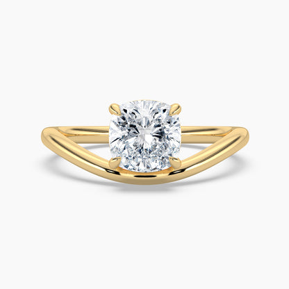 Cushion Cut 2.40 Ct Lab Grown Diamond V Shape Modern Solitaire Ring - Sterling Silver