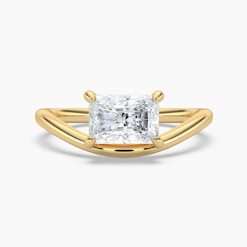 Radiant Diamond Curved Solitaire Engagement Ring