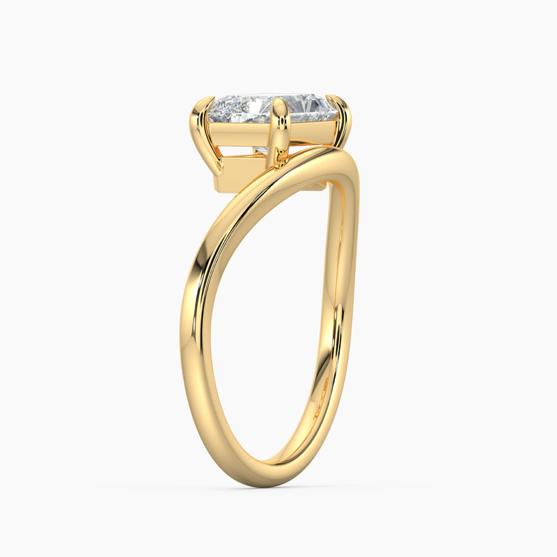 Radiant Diamond Curved Solitaire Engagement Ring