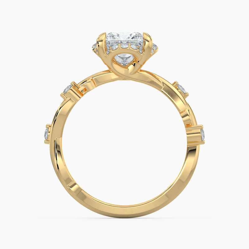 Twisted Vine Loop Princess Diamond Halo Engagement Ring
