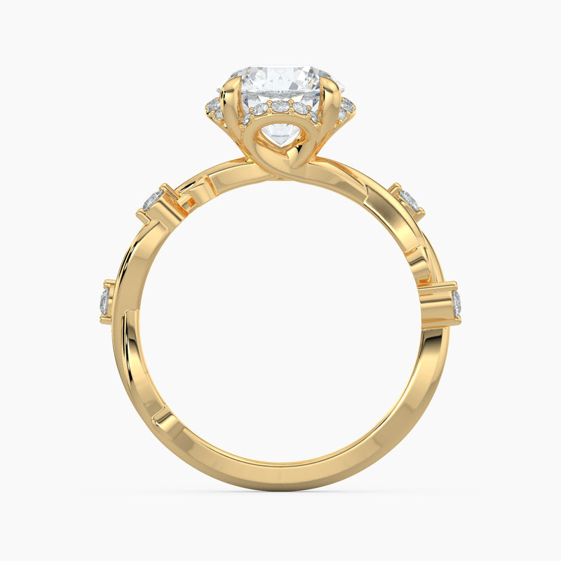 Twisted Vine Loop Round Diamond Halo Engagement Ring