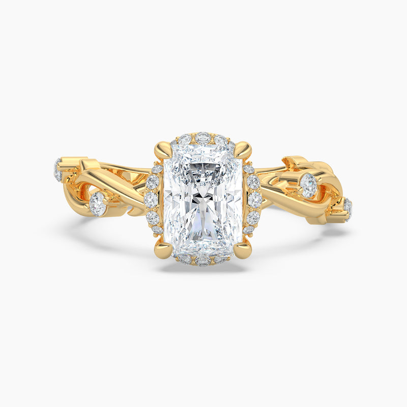 Twisted Vine Loop Radiant Diamond Halo Engagement Ring