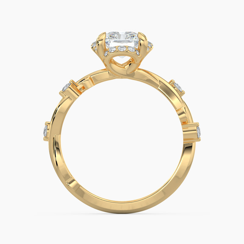 Twisted Vine Loop Radiant Diamond Halo Engagement Ring